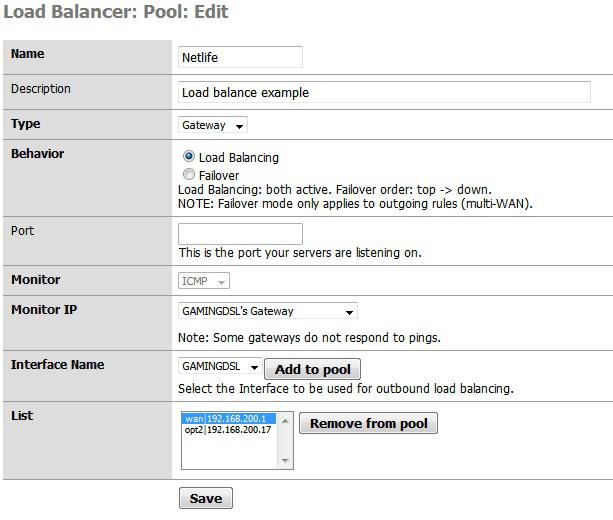 Load balancing Software - pfSense